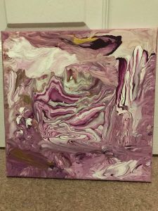 Purple White And Gold Pour Painting