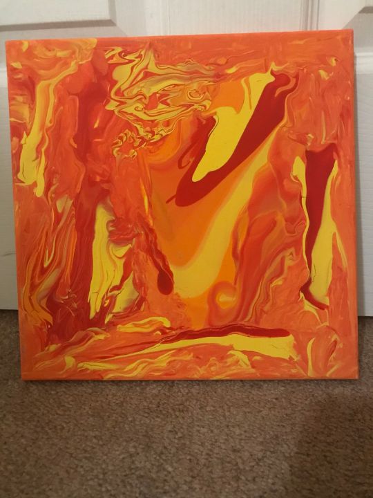 Orange And Yellow Pour Painting - Max Powers