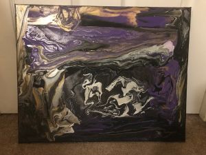 Black Gold And Purple Swirl Painting