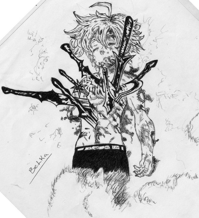 Meliodas Belka Drawings Illustration People Figures