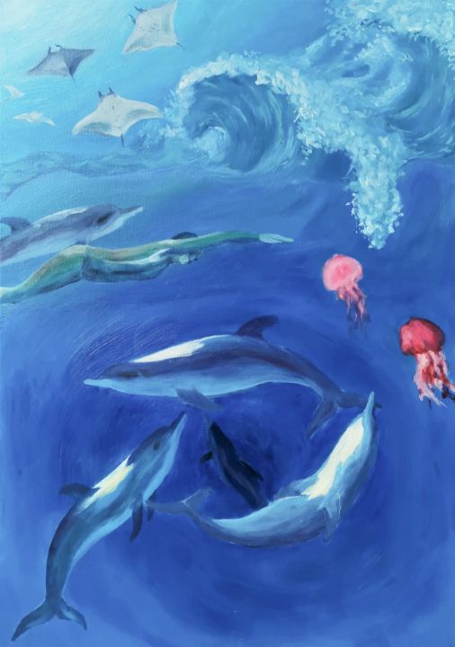 fly with dolphins - Roy's art shop