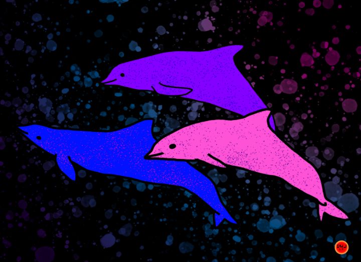 Stunning Dream Dolphins DWJ Little Tanuki Digital Art & AI, Animals