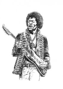 Jimi Hendrix Original Ink Drawing