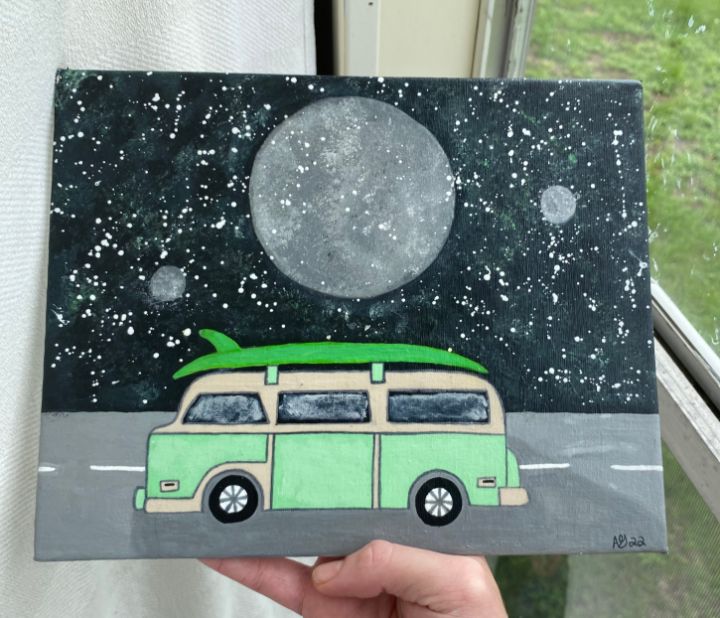 Green Volkswagen Painting - Art of Ashley’s Creations