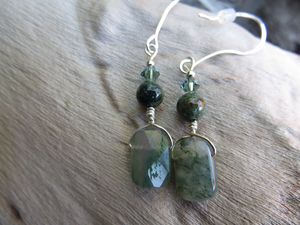 Moss Agate and Sterling Earrings