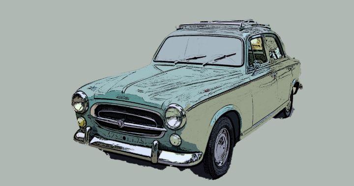 Classic car in cartoon design - WallArtOfMio
