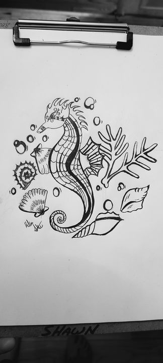 Ocean Seahorse - KHLOE STARK / Traditional Art/Tattoo Designs - Drawings & Illustration, Animals, Birds, & Fish, Aquatic Life, Other Aquatic Life - ArtPal