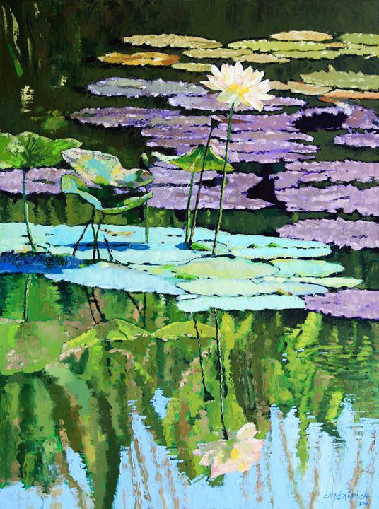 Lotus Reflections - Paintings by John Lautermilch