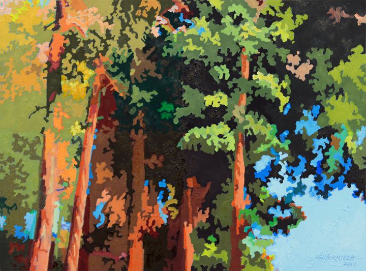 Sunset On Trees - Paintings by John Lautermilch