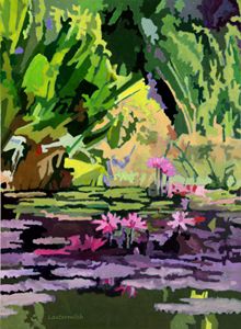 Pink On Green - Paintings by John Lautermilch
