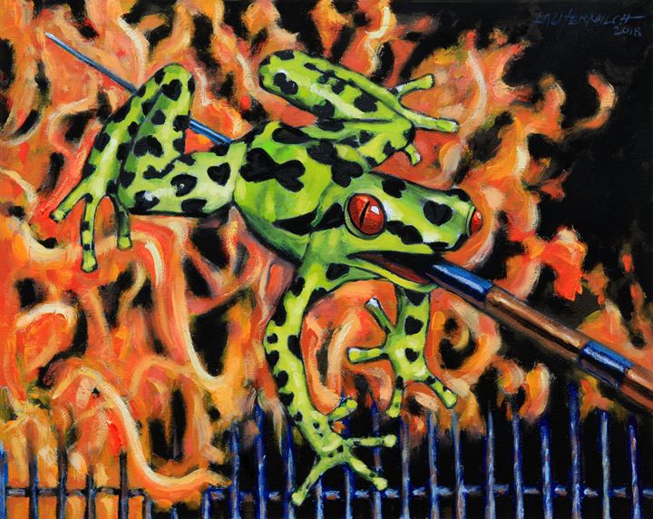 Bad Froggy In Hell Paintings By John Lautermilch Paintings Prints Animals Birds Fish Reptiles Amphibians Frogs Toads Artpal