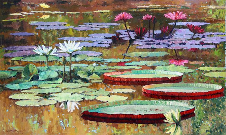 Colors on the Lily Pond - Paintings by John Lautermilch