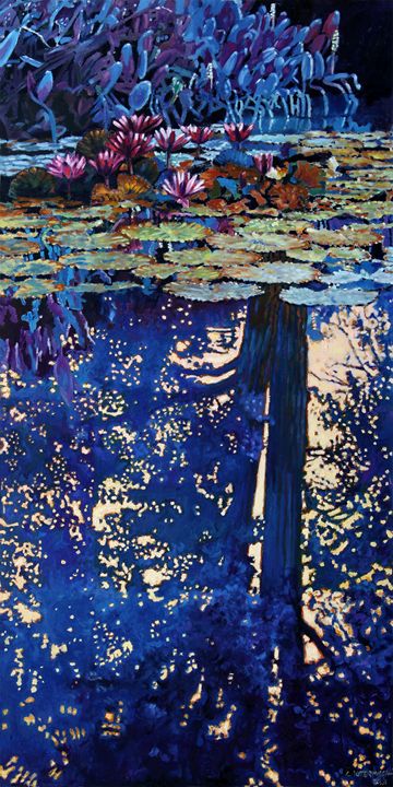 Evening Reflections on the Pond - Paintings by John Lautermilch
