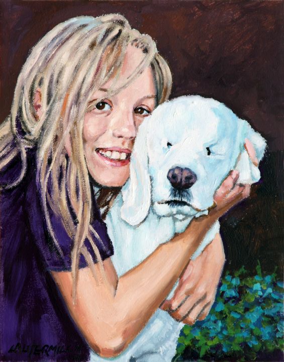 Emily and Her Blind Dog - Paintings by John Lautermilch
