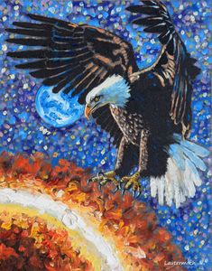 Eagle Attacking the Sun - Paintings by John Lautermilch