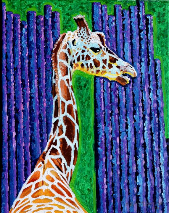 Giraffe at St. Louis Zoo - Paintings by John Lautermilch
