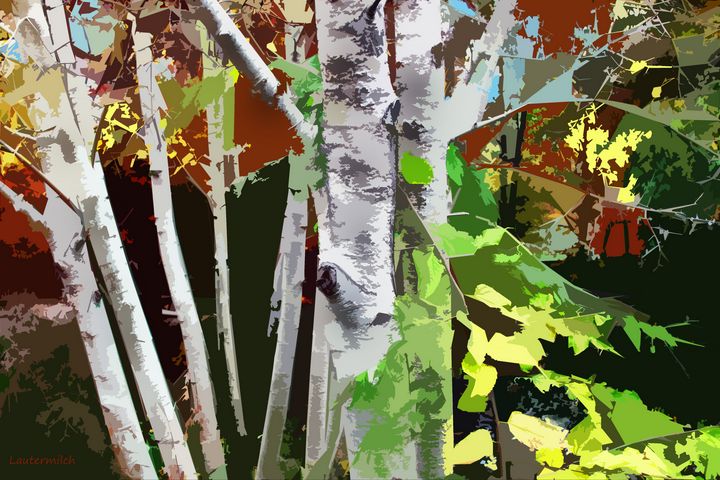 Aspens In Autumn - Paintings by John Lautermilch
