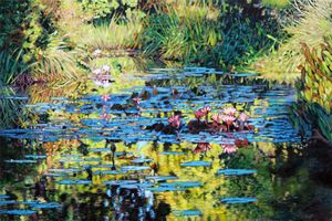 Lily Pond Sunspots - Paintings by John Lautermilch