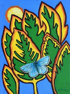 Stain Glass Leaves - Paintings by John Lautermilch
