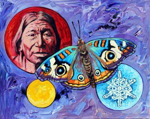 Red Man and Moth - Paintings by John Lautermilch