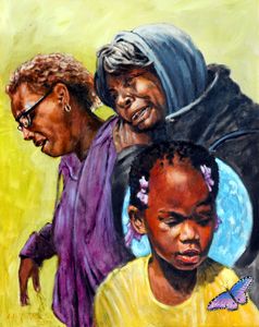 Kennedi Powell and Grandmother - Paintings by John Lautermilch