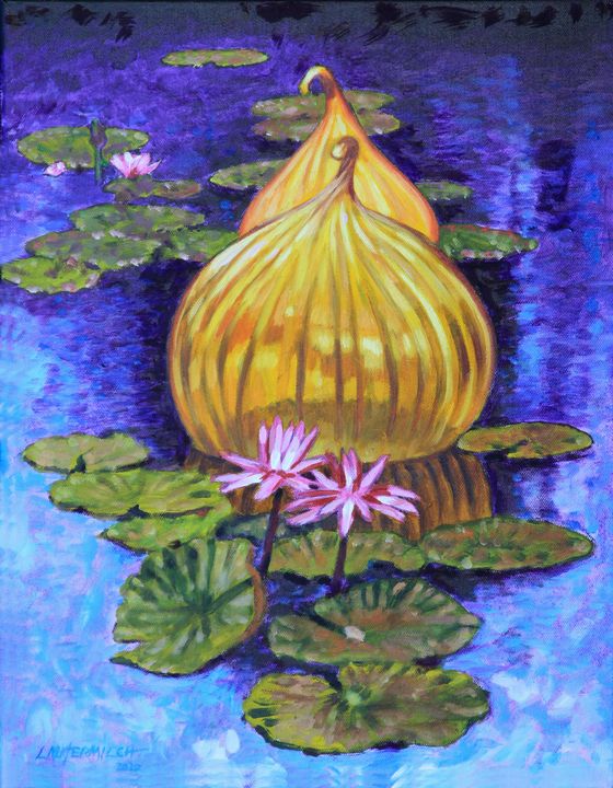 Golden Glass and Lilies - Paintings by John Lautermilch