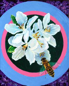 Apple Blossoms Pollinator - Paintings by John Lautermilch