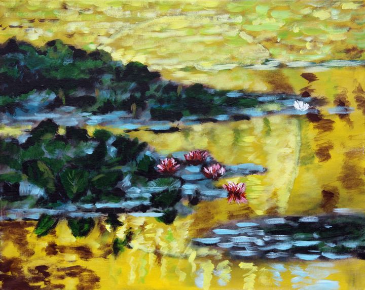 Golden Lily Pond - Paintings by John Lautermilch