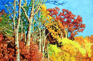 Sycamores In Autumn - Paintings by John Lautermilch