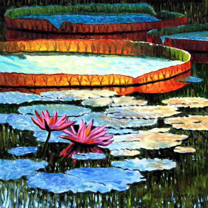 Sunlight On Lily Pad - Paintings by John Lautermilch