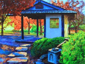 Japanese Garden Pavilion - Paintings by John Lautermilch