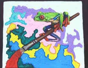 Froggy Painting an Abstract - Paintings by John Lautermilch