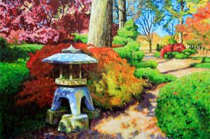 Japanese Garden Path - Paintings by John Lautermilch