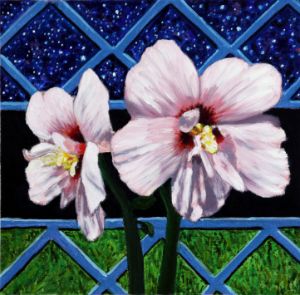 Garden Flowers at Night - Paintings by John Lautermilch
