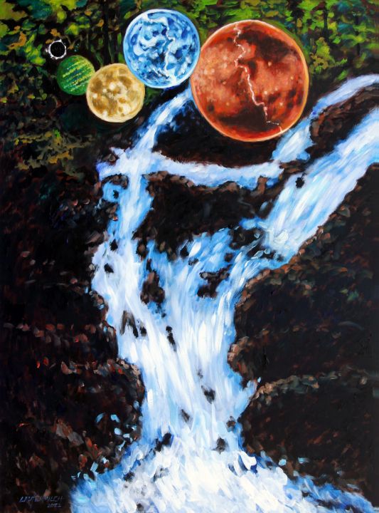 Eternal Waterfall - Paintings by John Lautermilch