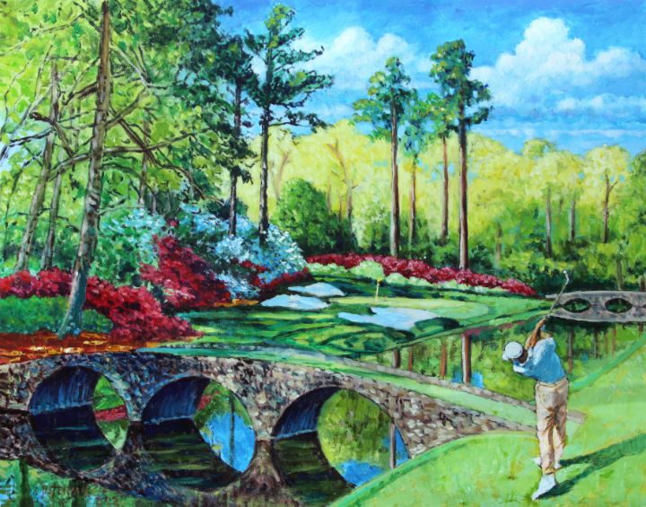 The Masters Hole 12 - Paintings by John Lautermilch