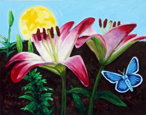 Sun, Flower and Butterfly - Paintings by John Lautermilch