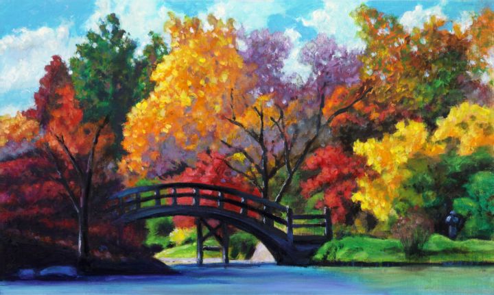 Autumn Over Bridge - Paintings by John Lautermilch - Paintings & Prints,  Landscapes & Nature, Seasons, Autumn - ArtPal