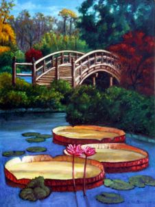 Friendship Bridge in Autumn - Paintings by John Lautermilch