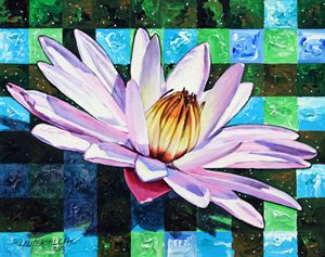 Checker Board and Soft Petals - Paintings by John Lautermilch