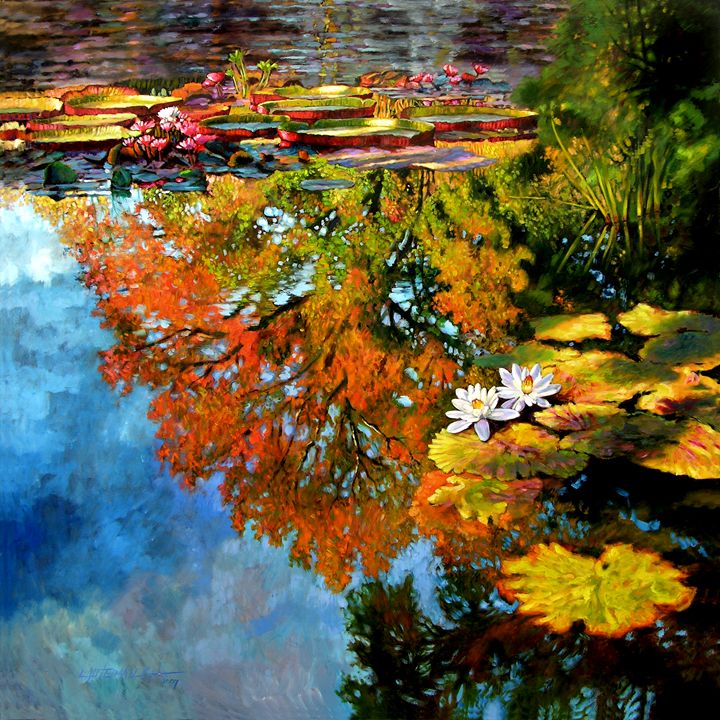 Early Morning Fall Colors Two - Paintings by John Lautermilch