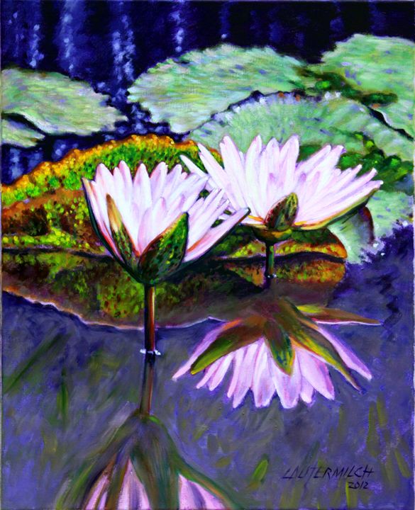 Beauty on the Pond - Paintings by John Lautermilch - Paintings & Prints,  Flowers, Plants, & Trees, Flowers, Flowers I-Z, Lilies, Water Lilies -  ArtPal