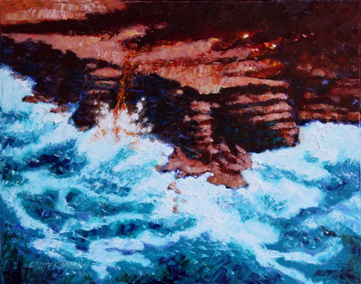 Angry Ocean and Land - Paintings by John Lautermilch