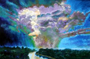 Storm Clouds over Missouri River - Paintings by John Lautermilch