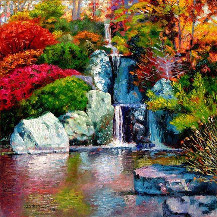 Japanese Water Fall - Paintings by John Lautermilch