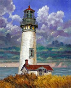 Abandoned Lighthouse - Paintings by John Lautermilch