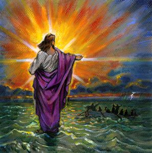 Sketch for Jesus Walking on Water - Paintings by John Lautermilch