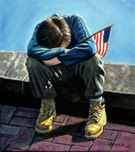 Boy With Flag - Paintings by John Lautermilch