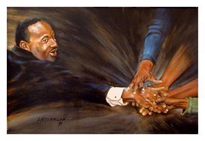 Martin Luther King Reaching Out - Paintings by John Lautermilch
