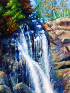 Sunspots on Georgia Waterfall - Paintings by John Lautermilch